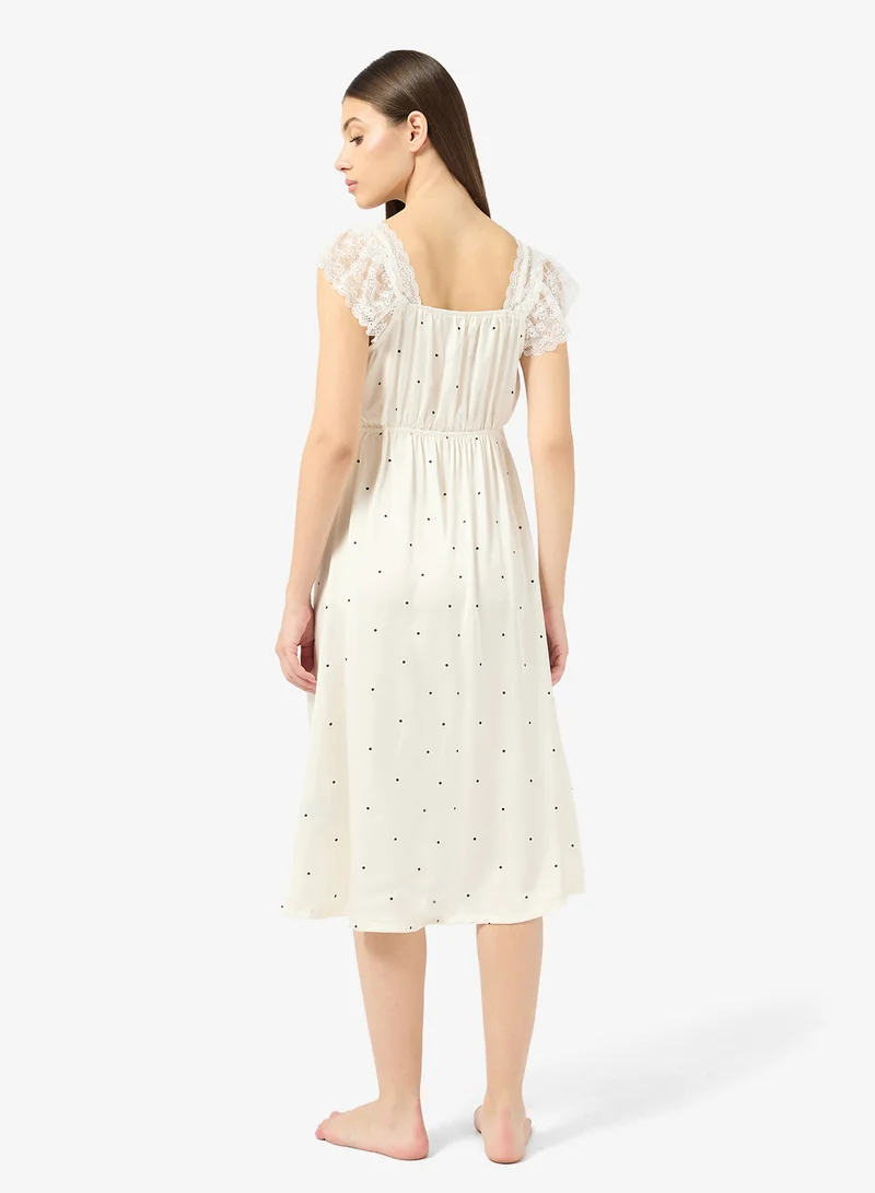 ايلا Night Dress With Lace Trim